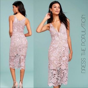 Dress The Population NWT Blush Pink Lace Midi